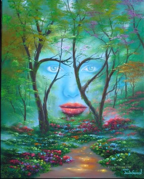 ファンタジー Painting - 森の中のファンタジーの顔